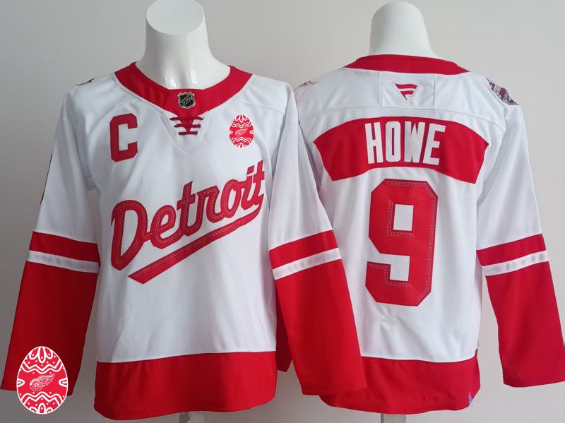 Men Detroit Red Wings #9 Howe White 2025 Fanatics Home Premium NHL Jersey style 3->detroit red wings->NHL Jersey